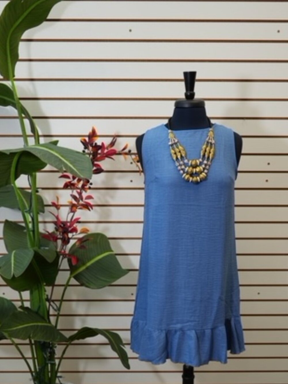 Blue Sleeveless Denim Dress